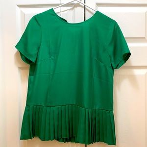 Jcrew pleated dressy green top XS NWT